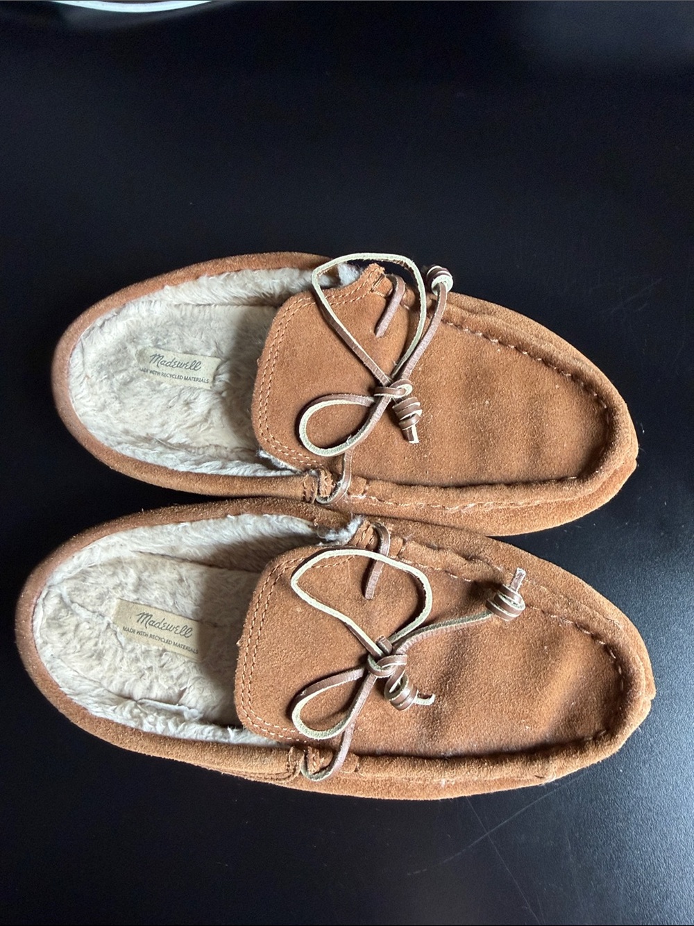 Madewell Kids Tan Suede Moccasins with Faux-Fur Lining